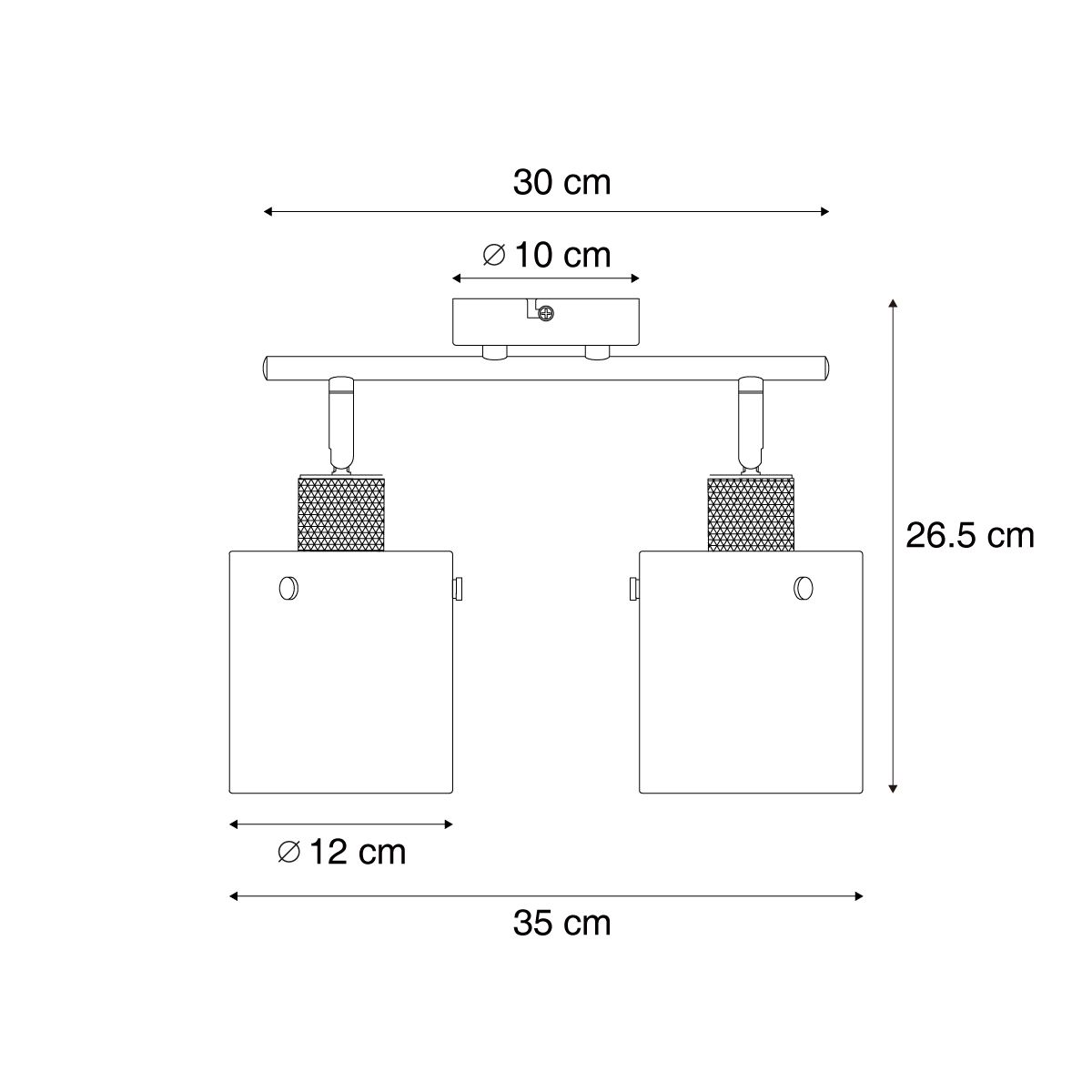 Design plafondspot zwart met smoke glas 2-lichts - Domo