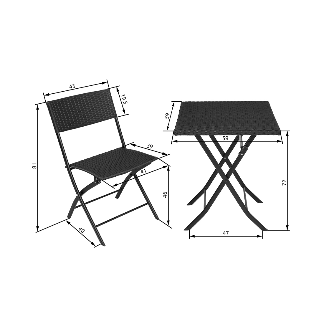 FS-STAR Gartenmöbel-Set 3 teilig Rattanoptik