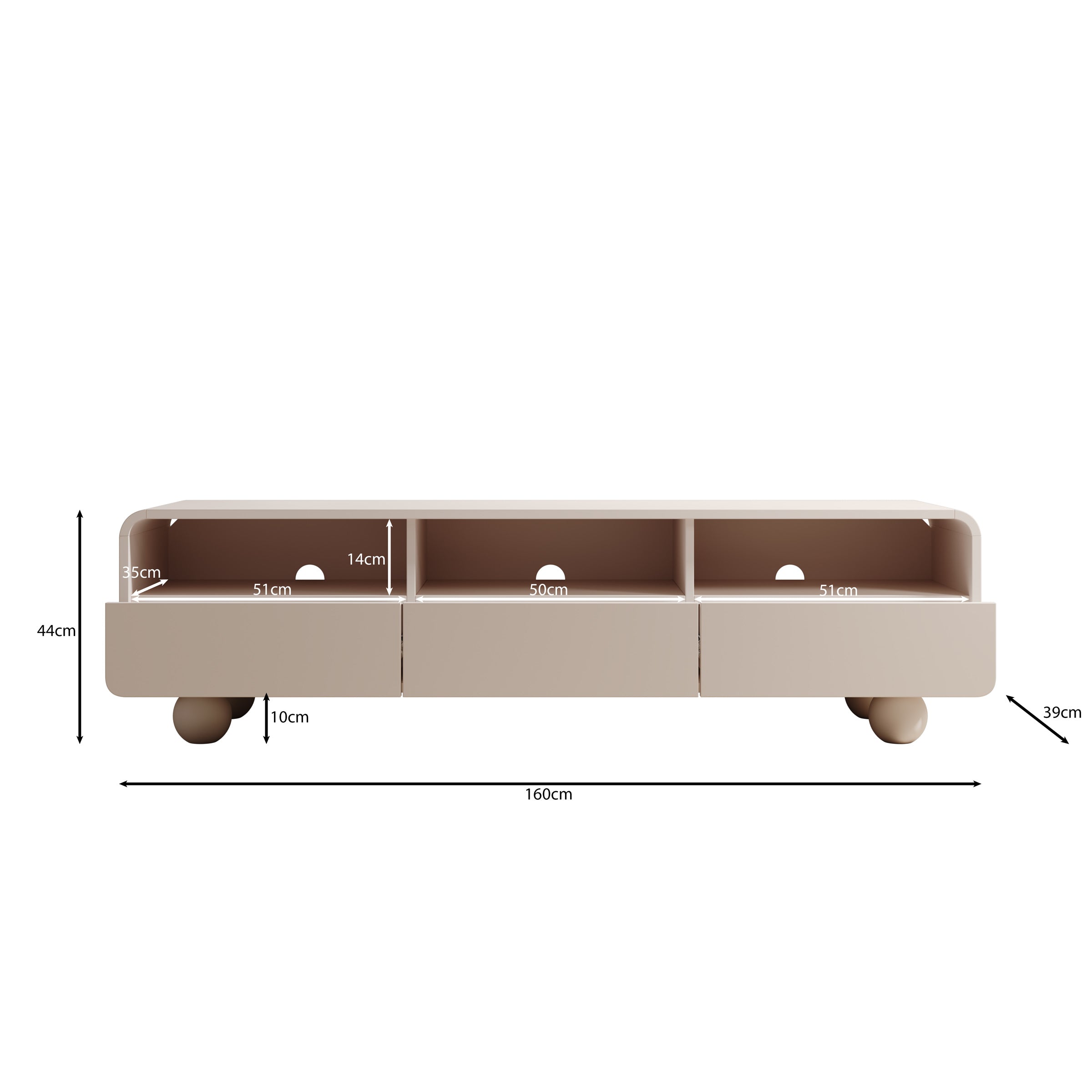 Meubella - Anobo - TV-Meubel - Beige - 160 cm