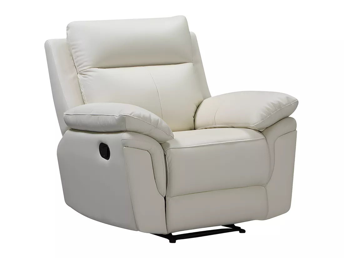 Fauteuil relax en cuir de buffle PAKITA - Ivoire