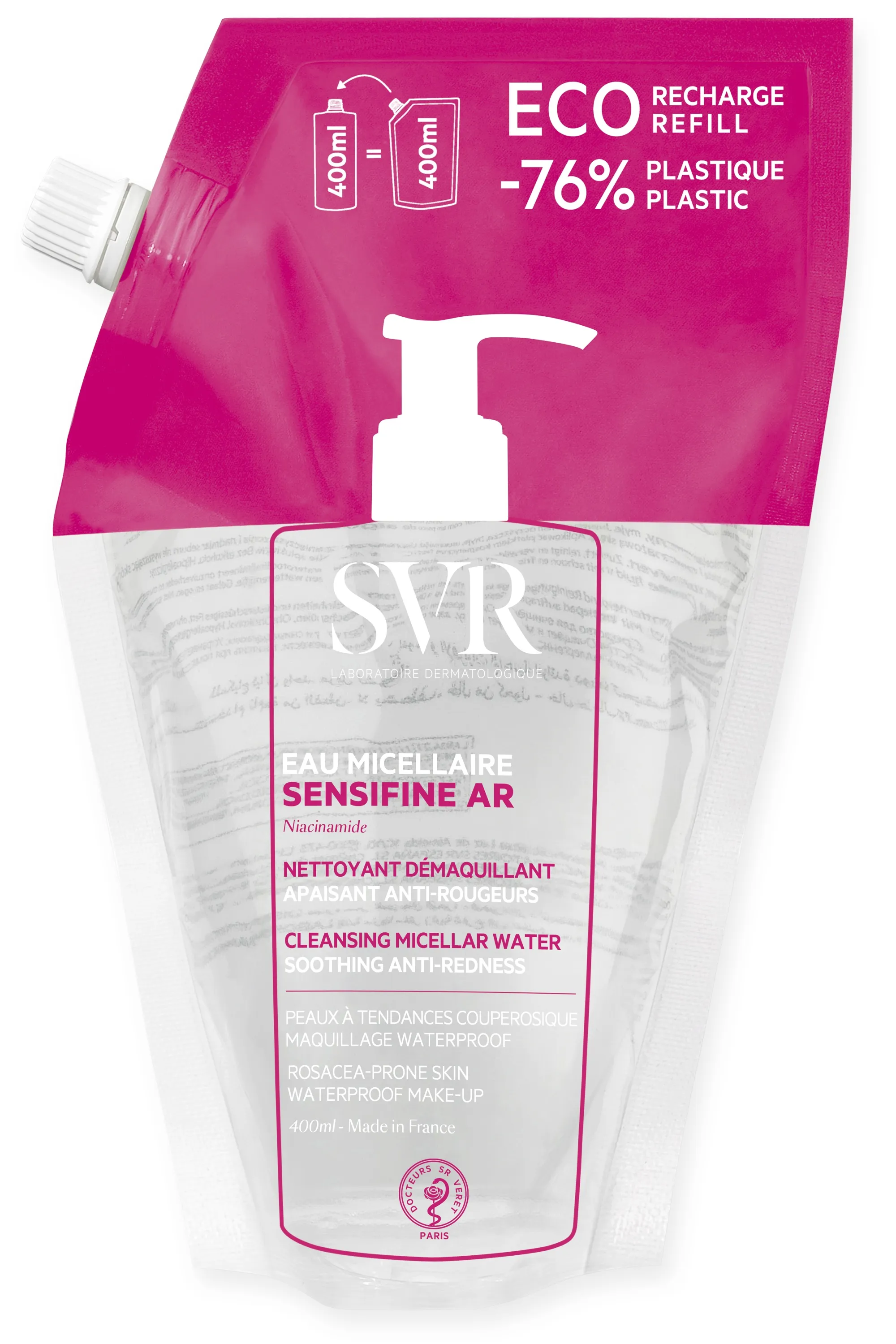 SVR Eau micellaire apaisante anti-rougeurs Sensifine AR rechargeable