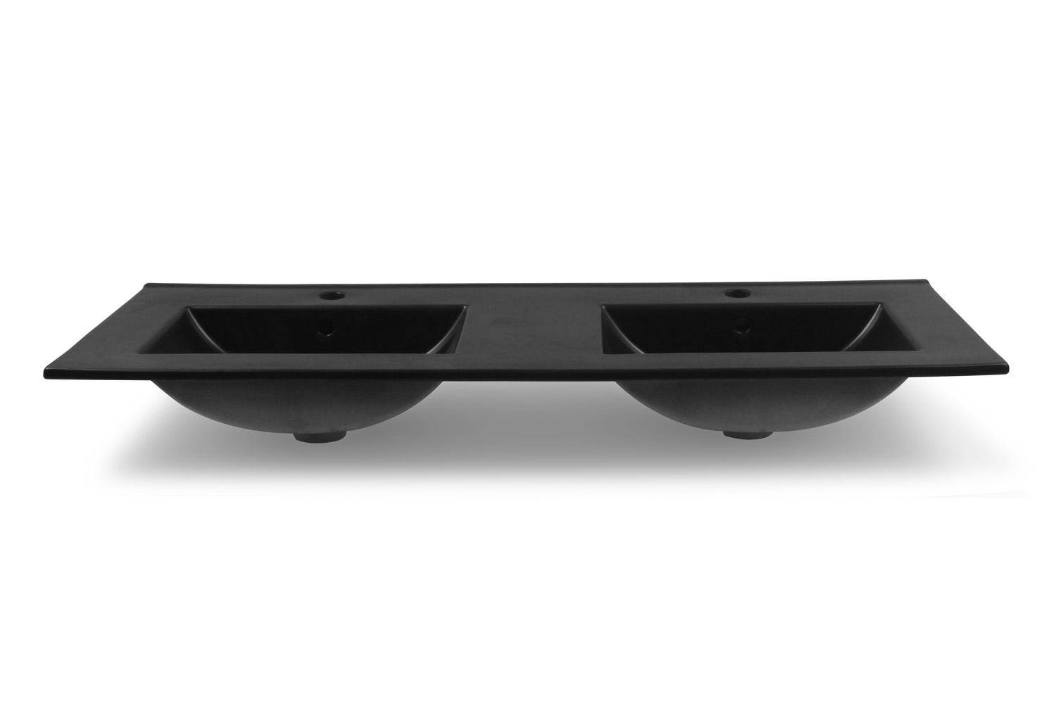 Fontana Latina dubbele keramische wastafel 120cm met kraangaten zwart mat