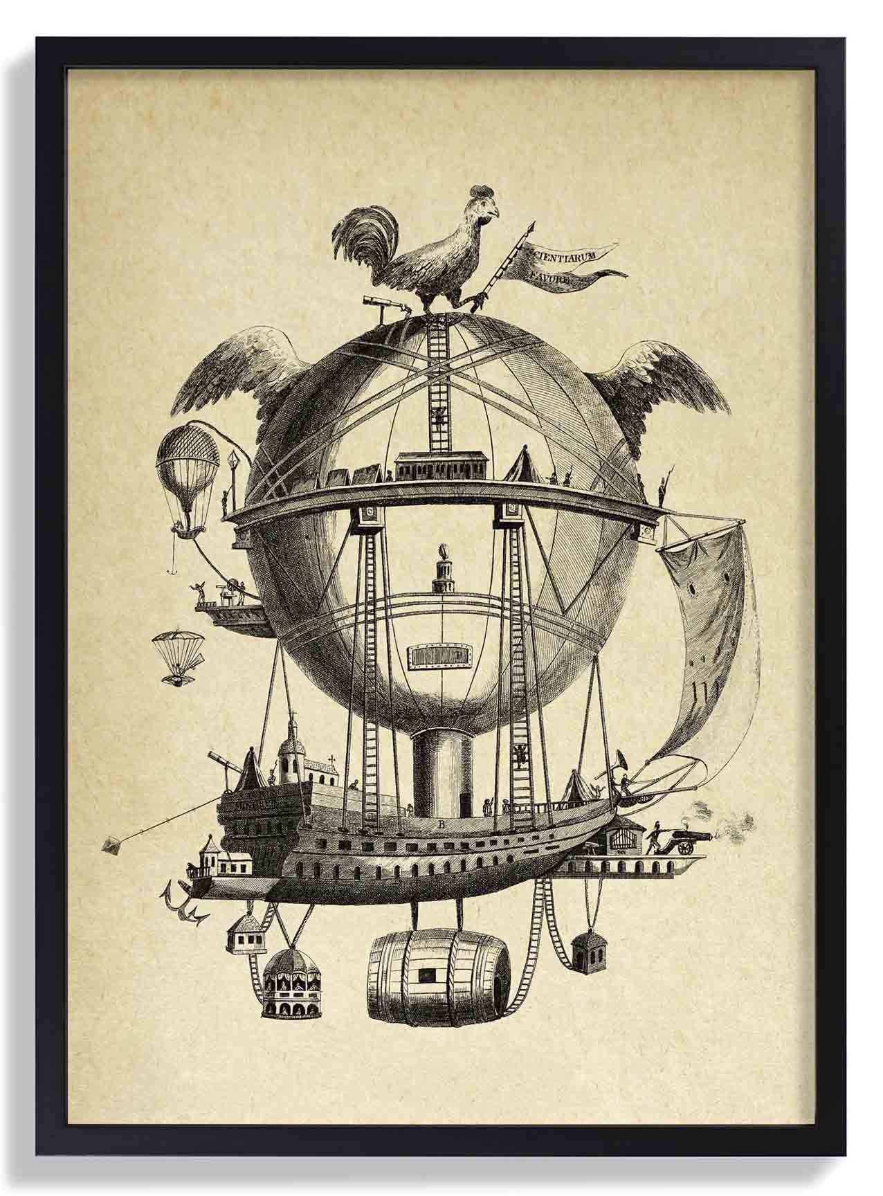 Der unmögliche Ballon - Vintage Transport-Sketch-Idee