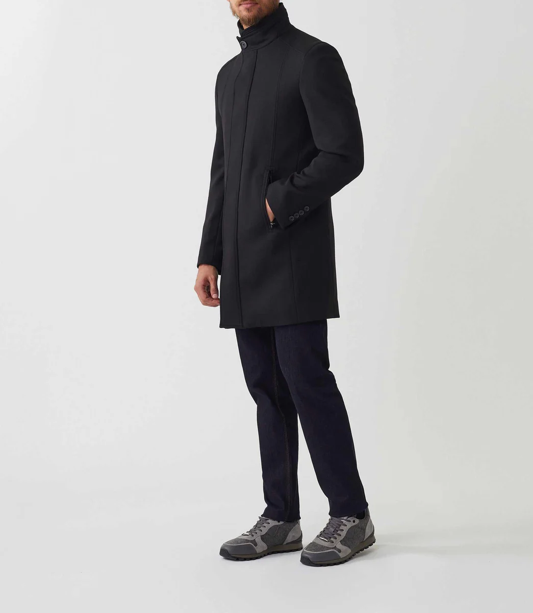 Manteau ville en laine noir 