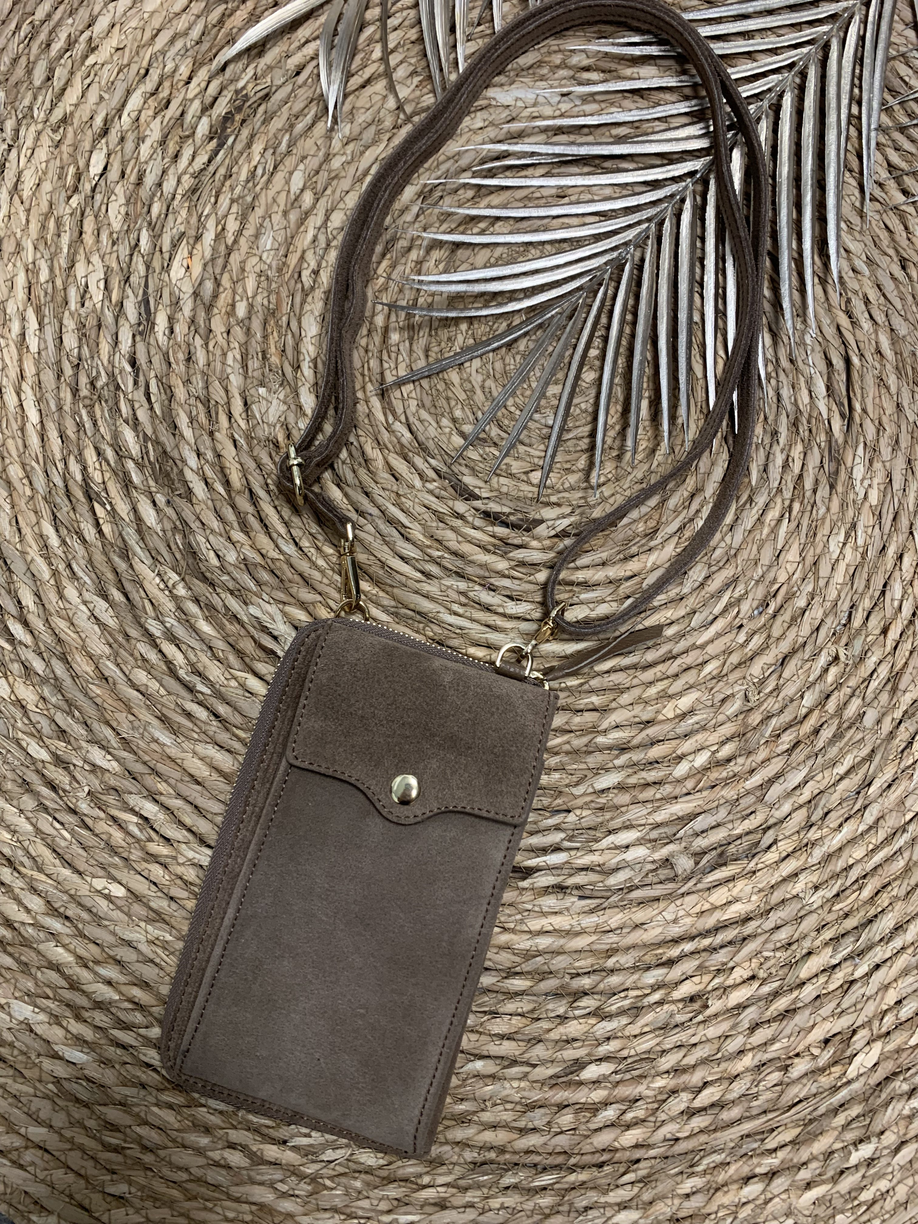 Mia Phone Bag - Suede Taupe
