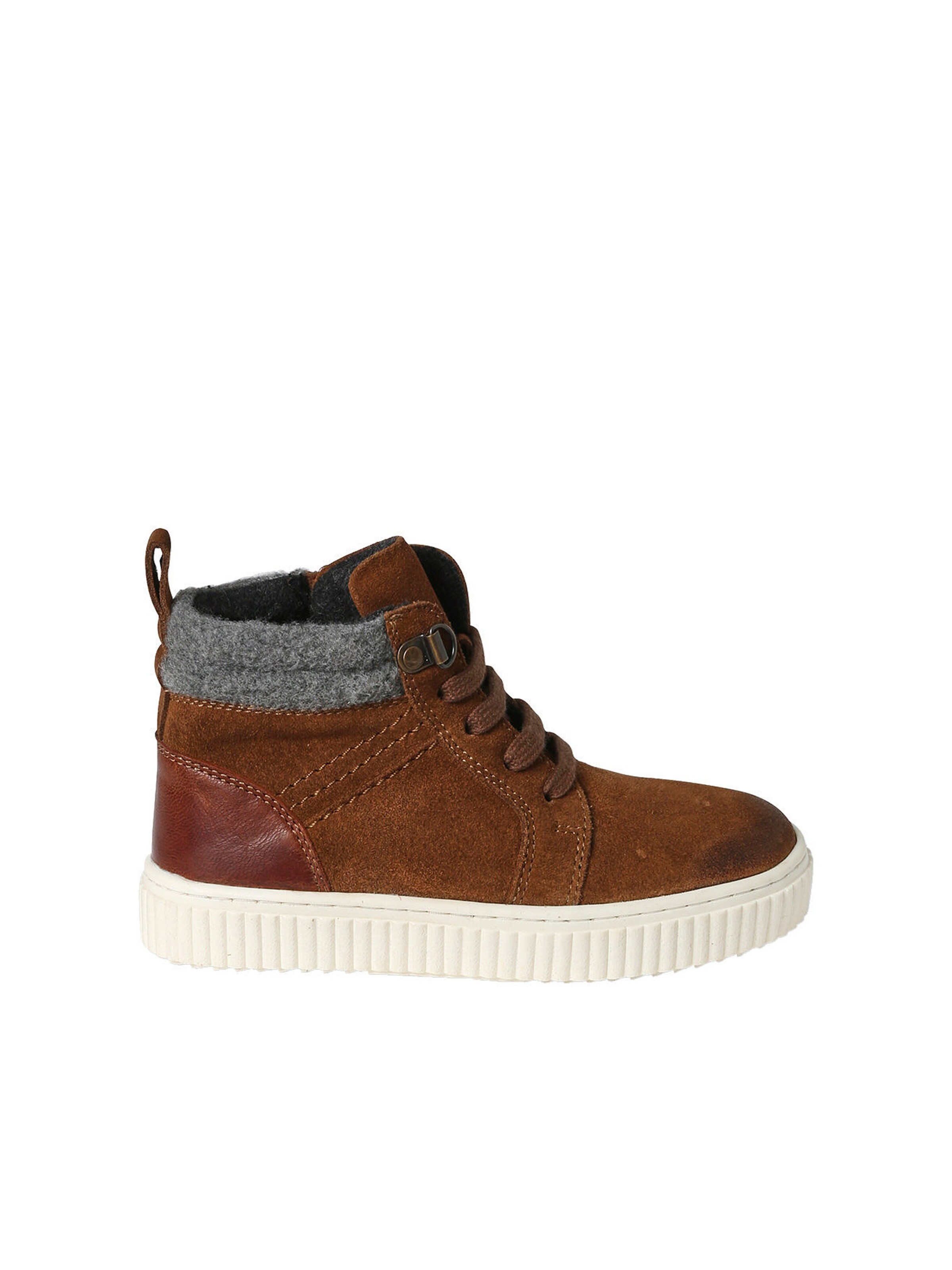 Vertbaudet Warme Kinder High-Sneakers, Reißverschluss und Schnürung braun
