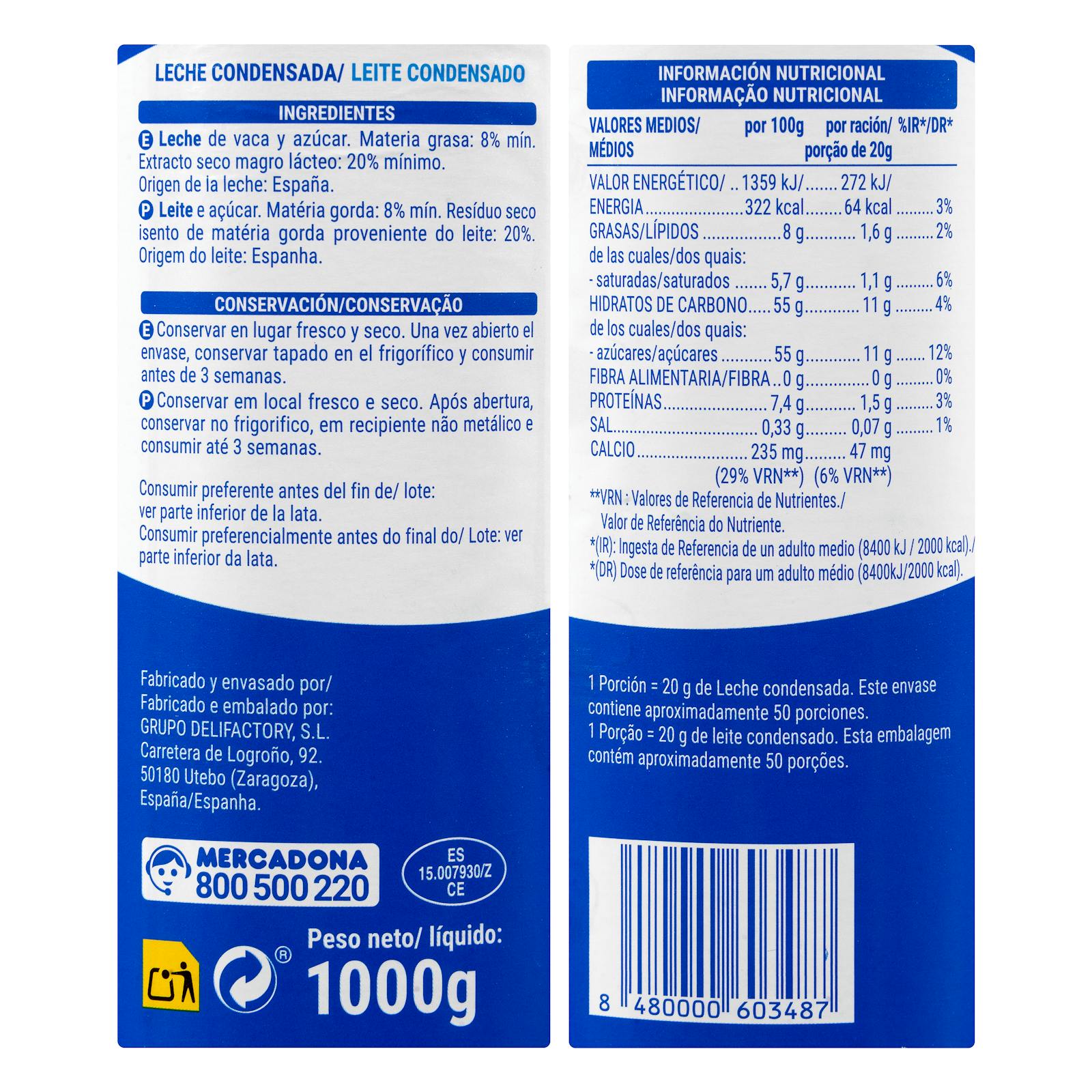 Lait concentré Hacendado
