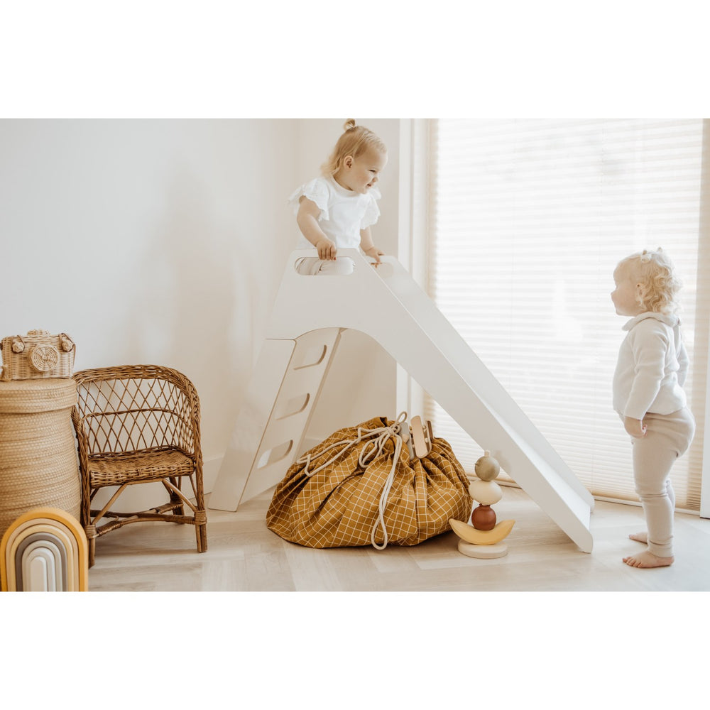 Køb Play&Go Organic Grid Mustard 2-in-1 Legetæppe