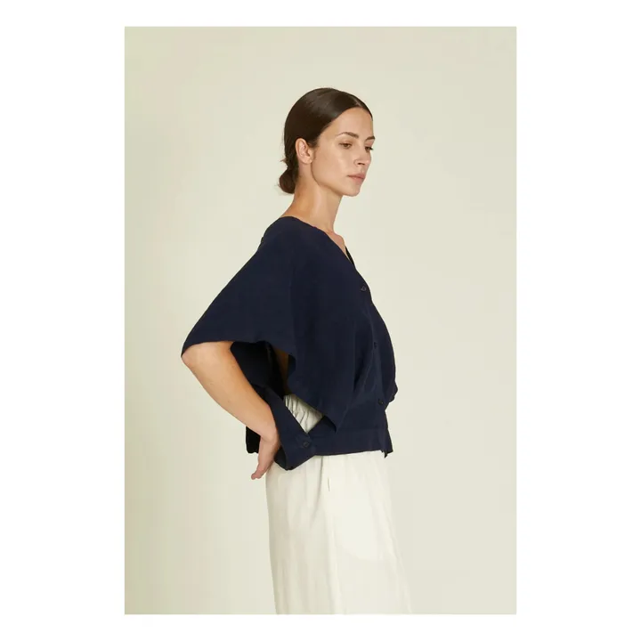 Black Crane Top Origami Lin | Bleu marine