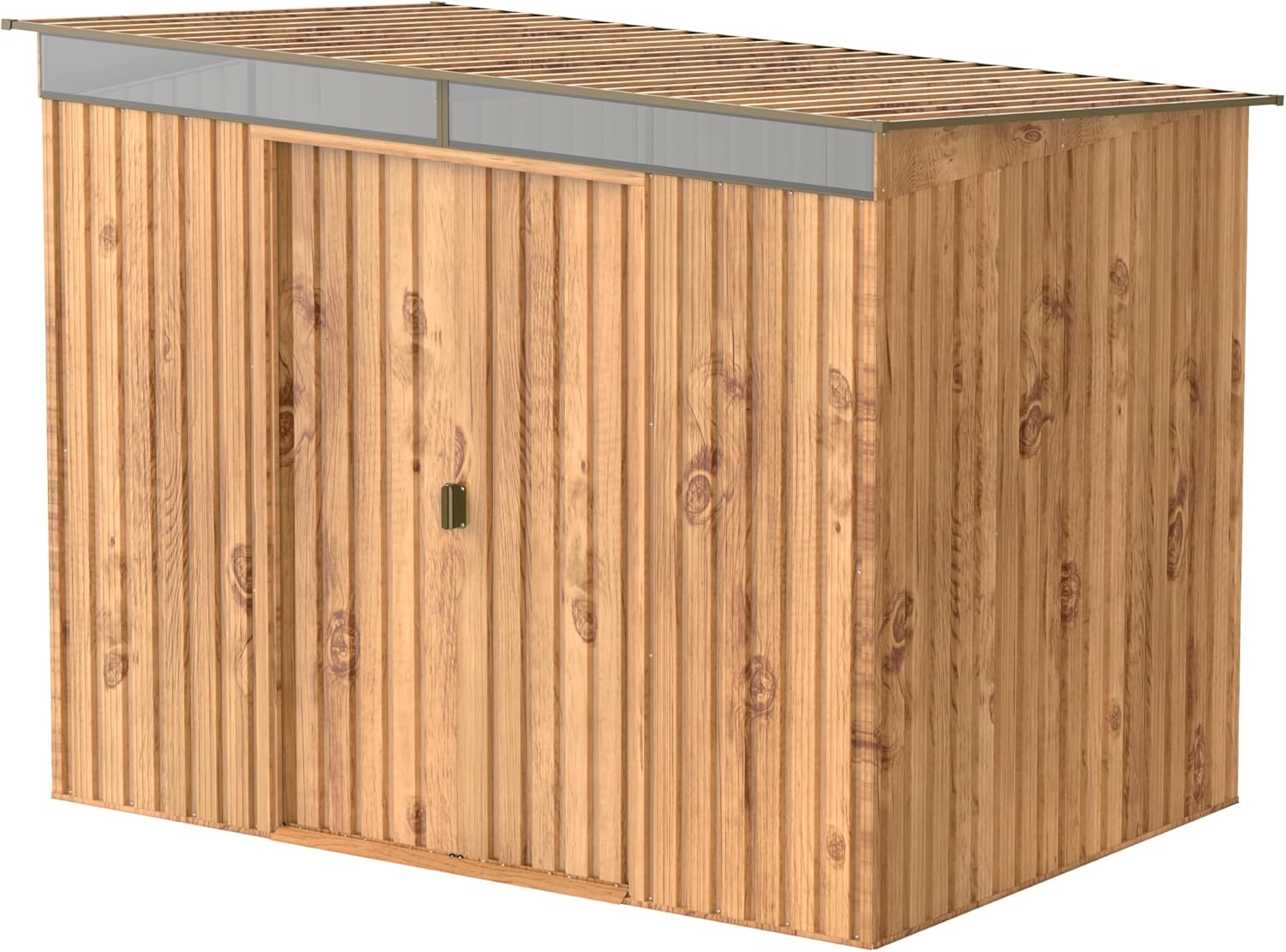 Duramax TOP Shed 6 x 4 (2.17 m²) Abri de jardin en métal, fabriqué en acier galvanisé, structure de toit renforcée, abri de jardin en métal sans entretien et résistant aux intempéries, Grain de bois