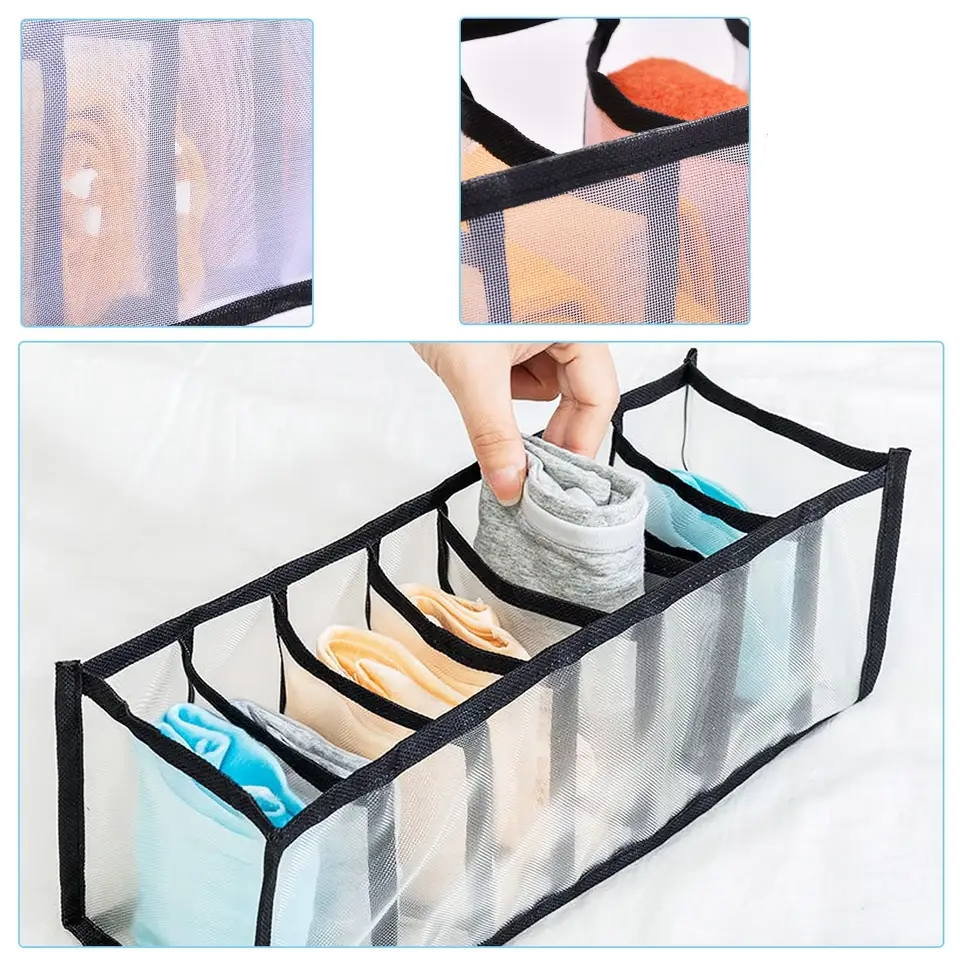 (5er Set) Nylon Aufbewahrungs Box Unterwäsche Schubladen Organizer für BH / Socken / Unterhemd - Transparent