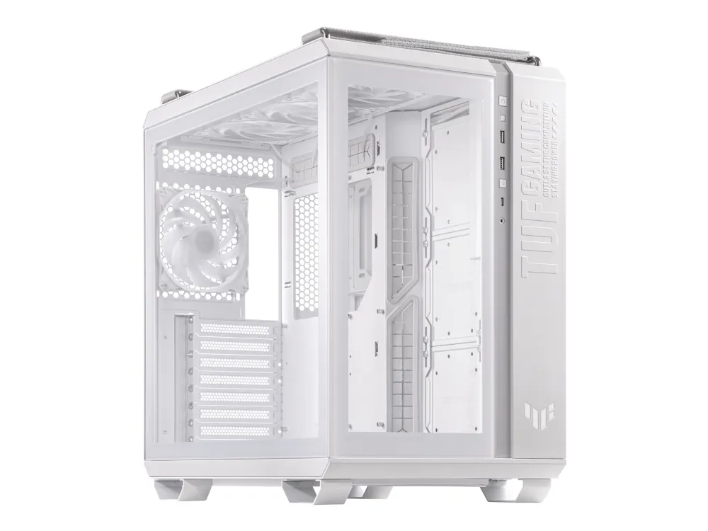 ASUS TUF Gaming GT502 Plus - Mid tower - ATX - sidepanel med vindue (hærdet glas) - ingen strømforsyning - hvid - USB/Lyd