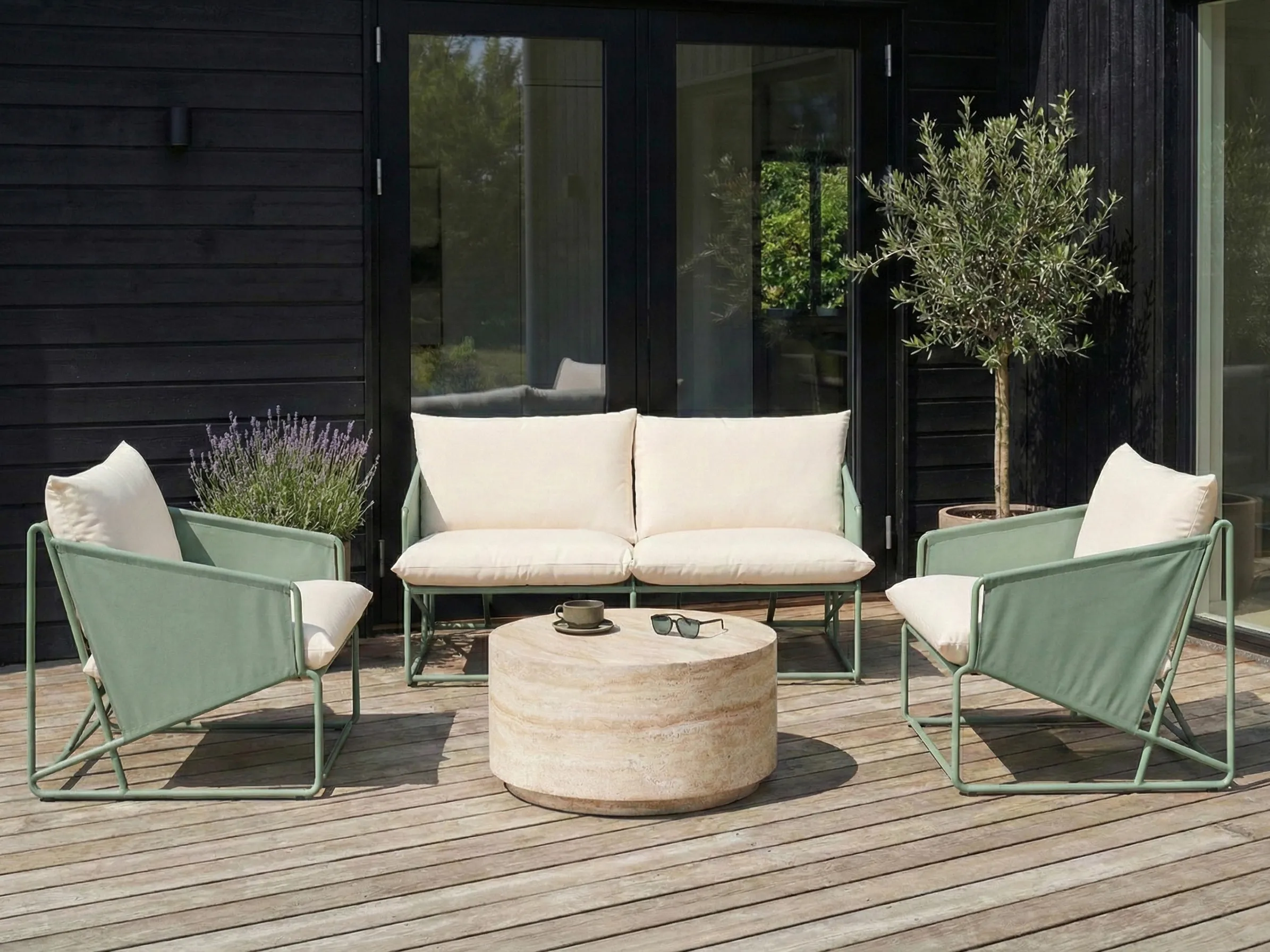 Tuin bankenset 4-zits PONTE Metaal Groen