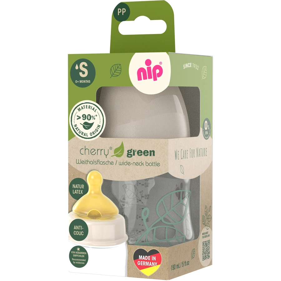nip® Weithalsflasche Cherry Green Girl, 150ml aus PP