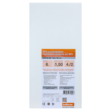 Polystyreen isolatieplaat EPS 100x50x6cm 4st 2m²