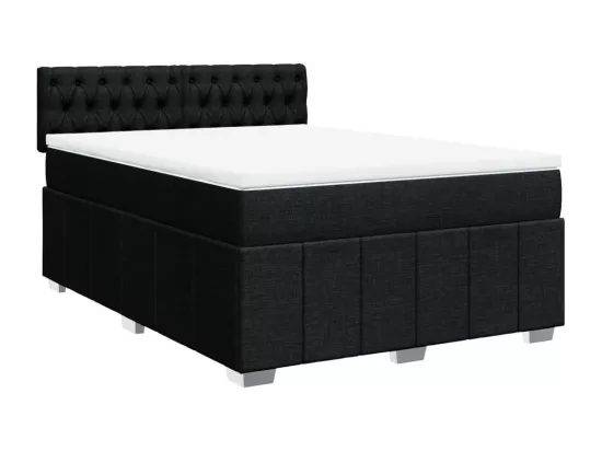 Sommier à lattes de lit avec matelas Noir 140x190 cm Tissu