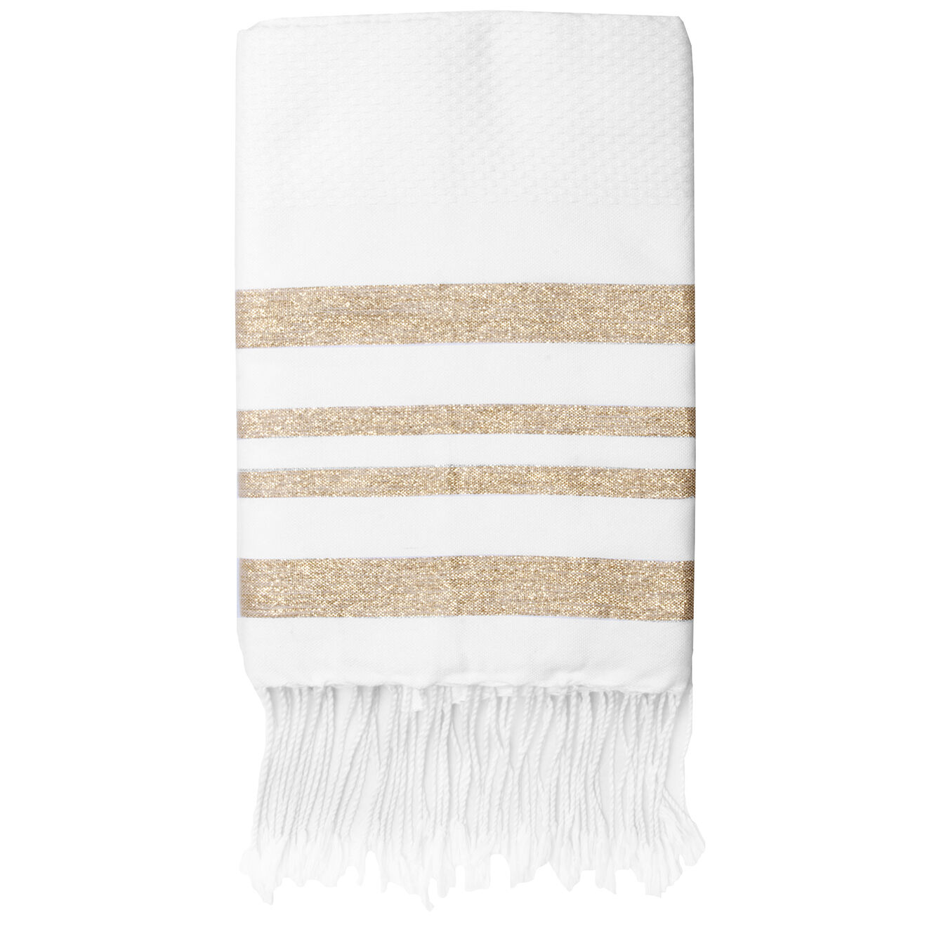 Febronie Fouta Nid d'Abeille Lurex Hamptons blanc/doré - 100x200 cm