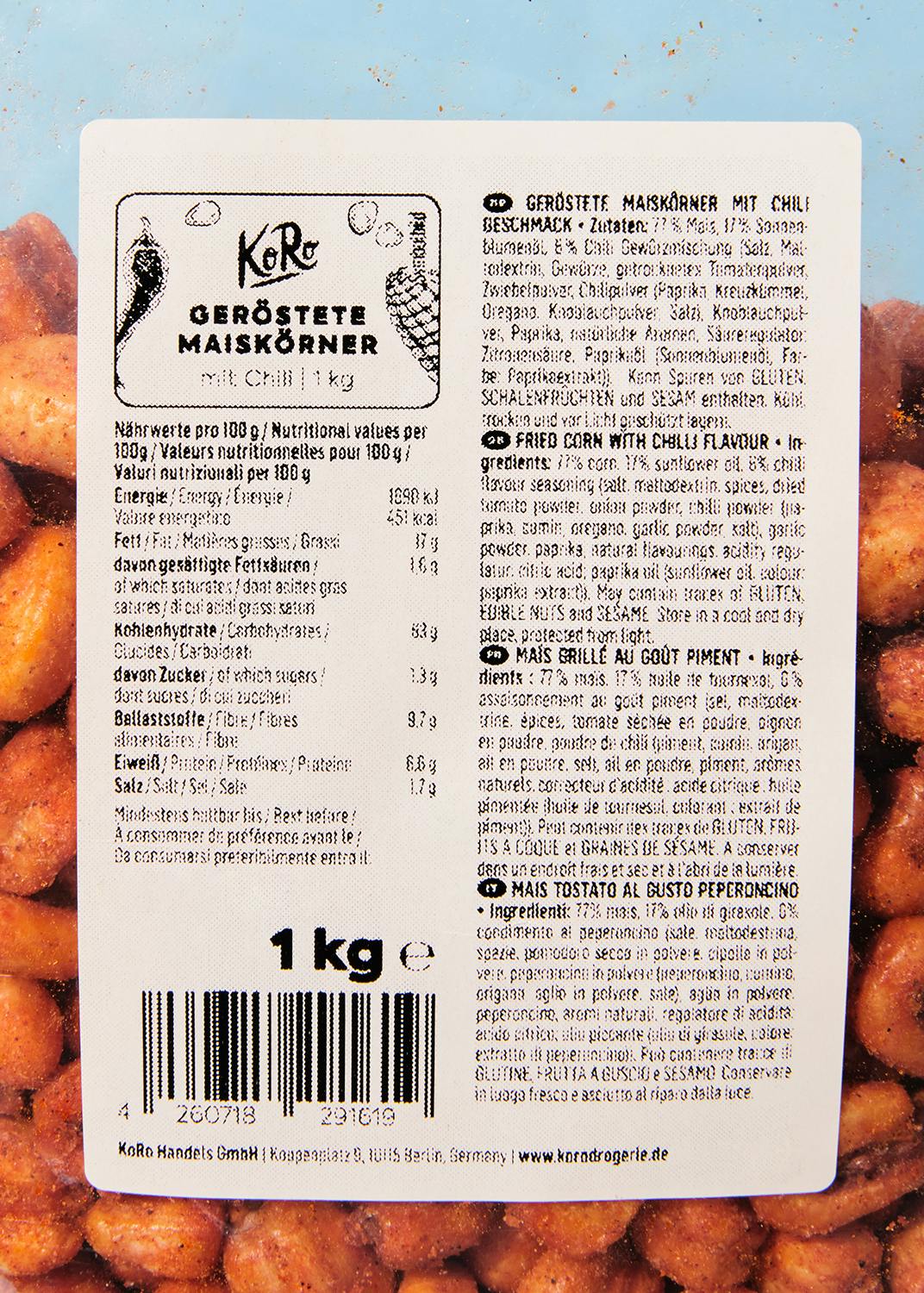 Geröstete Maiskörner mit Chili 1 kg