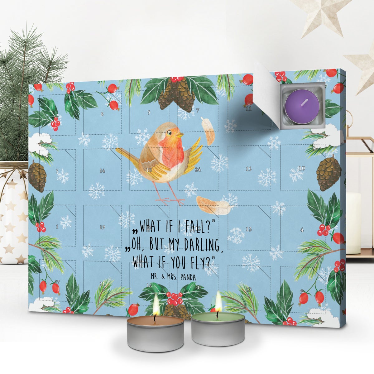 Mr. & Mrs. Panda Geurkaars Adventskalender Robin Feathers - Pastelblauw