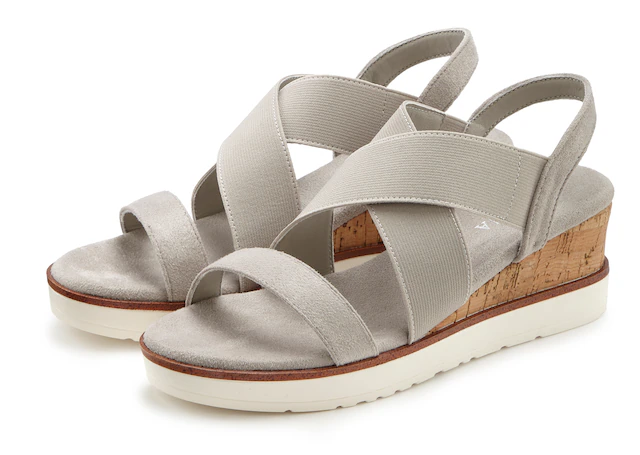 LASCANA Sandalette »Sommerschuh«  Sandale, Sommerschuh mit Keilabsatz und elastischen Riemen VEGAN