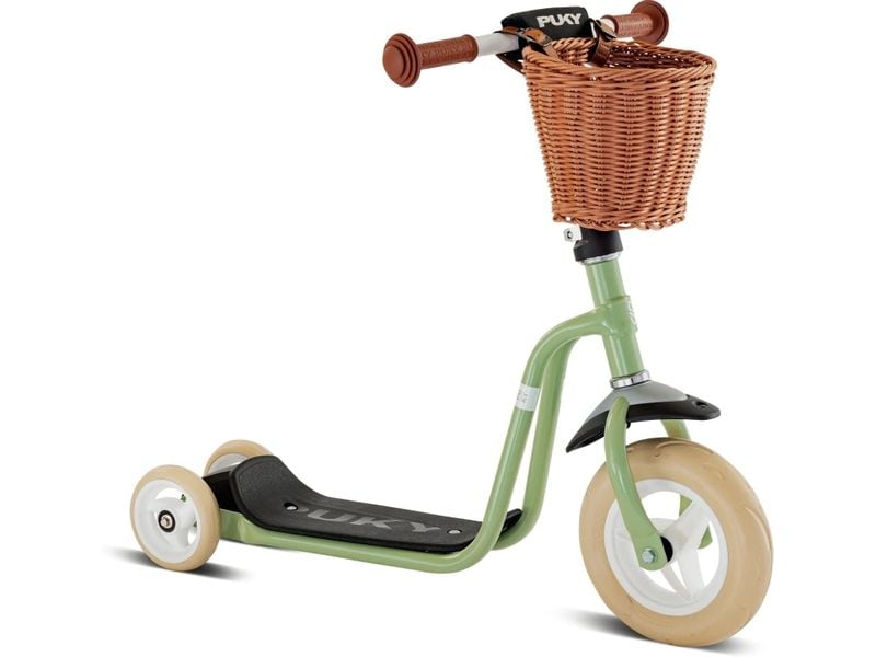 PUKY Scooter R1 Classic mit EVA-Bereifung retro green Dreirad-Scooter für Kinder mit Lenkerkorb