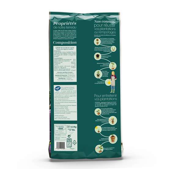 Terreau 'Terre de Vie®' pour plantes d'intérieur - sac de 15 litres