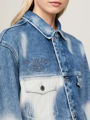 Jaqueta jeans trucker ombré bissexual