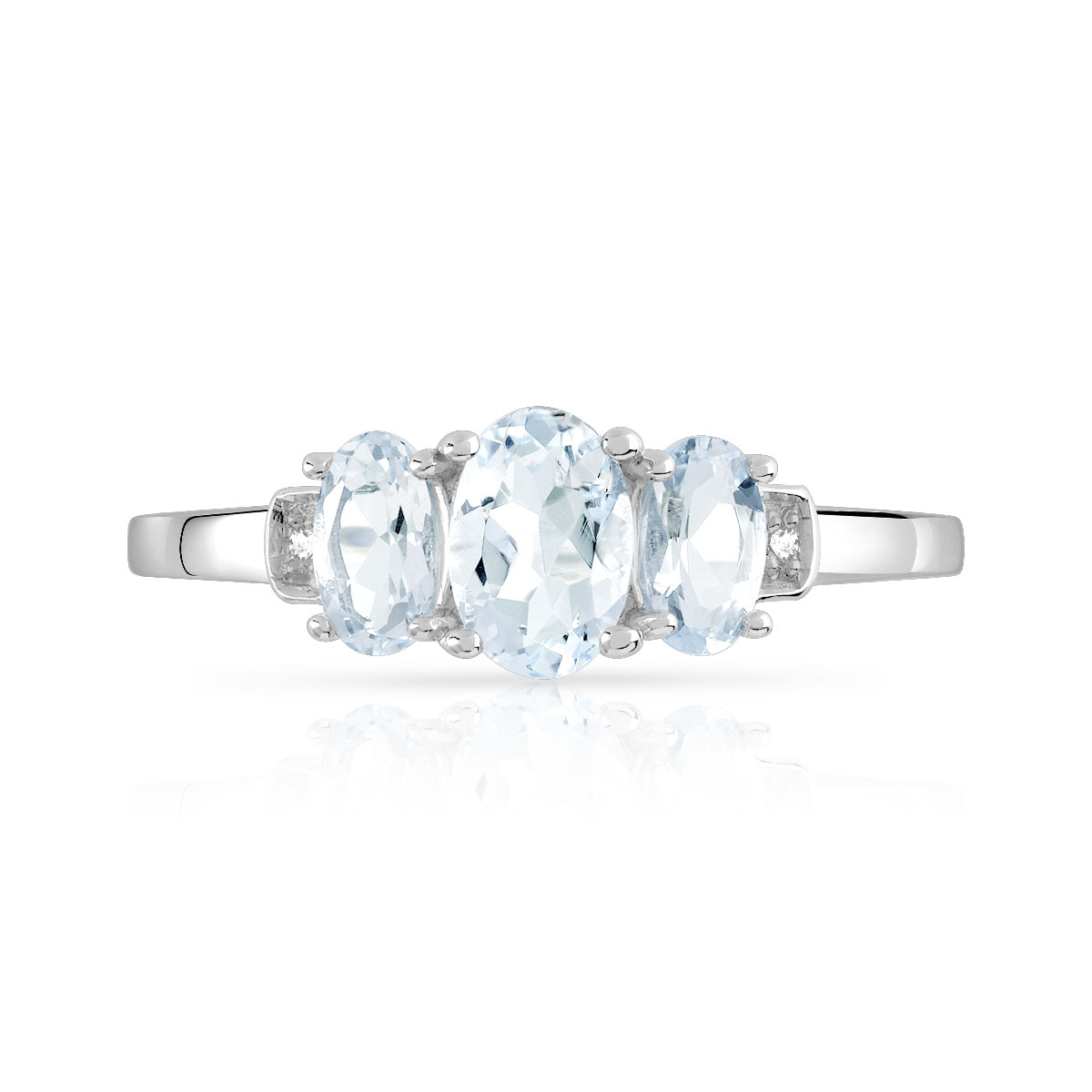 Bague argent 925 aigues-marines et diamants