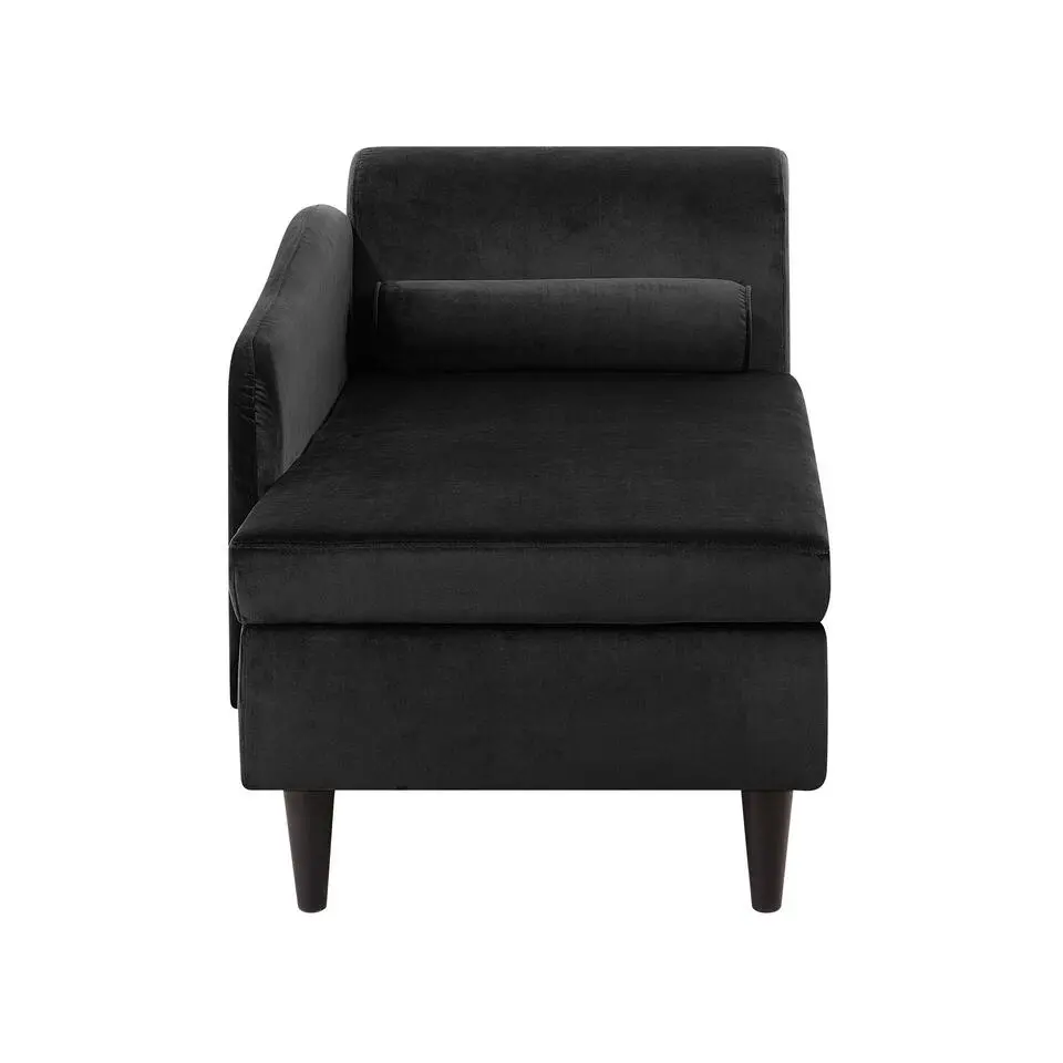 LUIRO - Chaise longue - Zwart - Rechterzijde - Fluweel