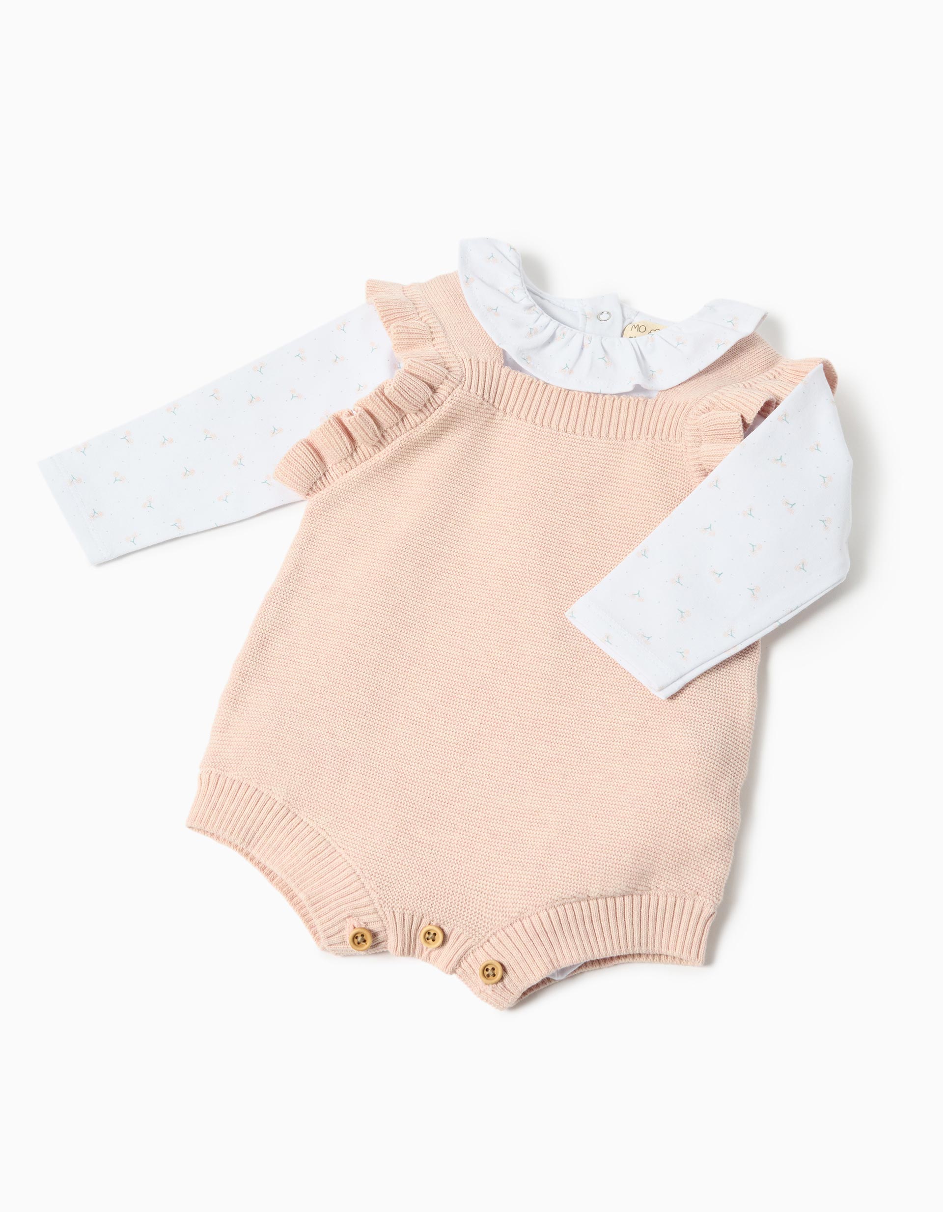 Conjunto Body e Macacão, Recém-Nascido, Rosa Claro
