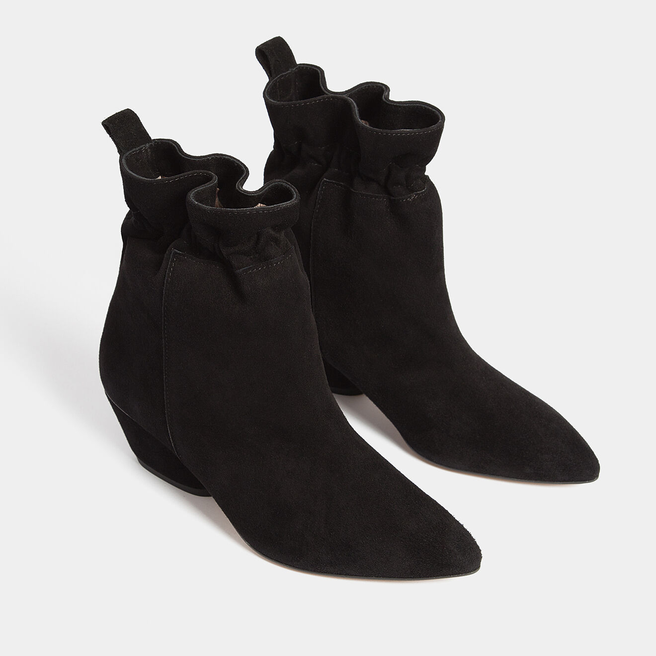 L37 Bottines en Velours de Cuir Pill noires - Talon 5 cm