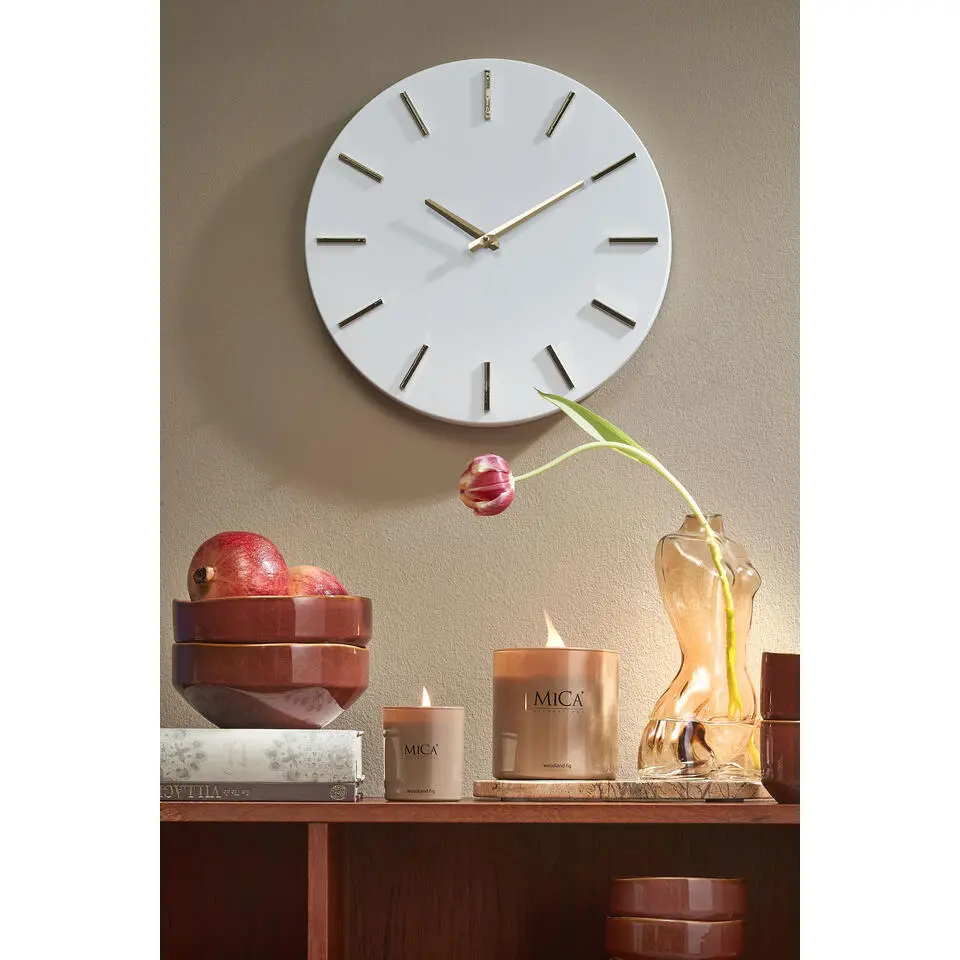 Mica Decorations Brixen Wandklok - Ø35,5 cm - Wit