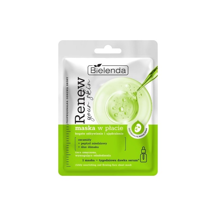 Bielenda RENEW YOUR SKIN Nährende Tuchmaske mit Ceramiden und Schneckenschleim, 1 Stück