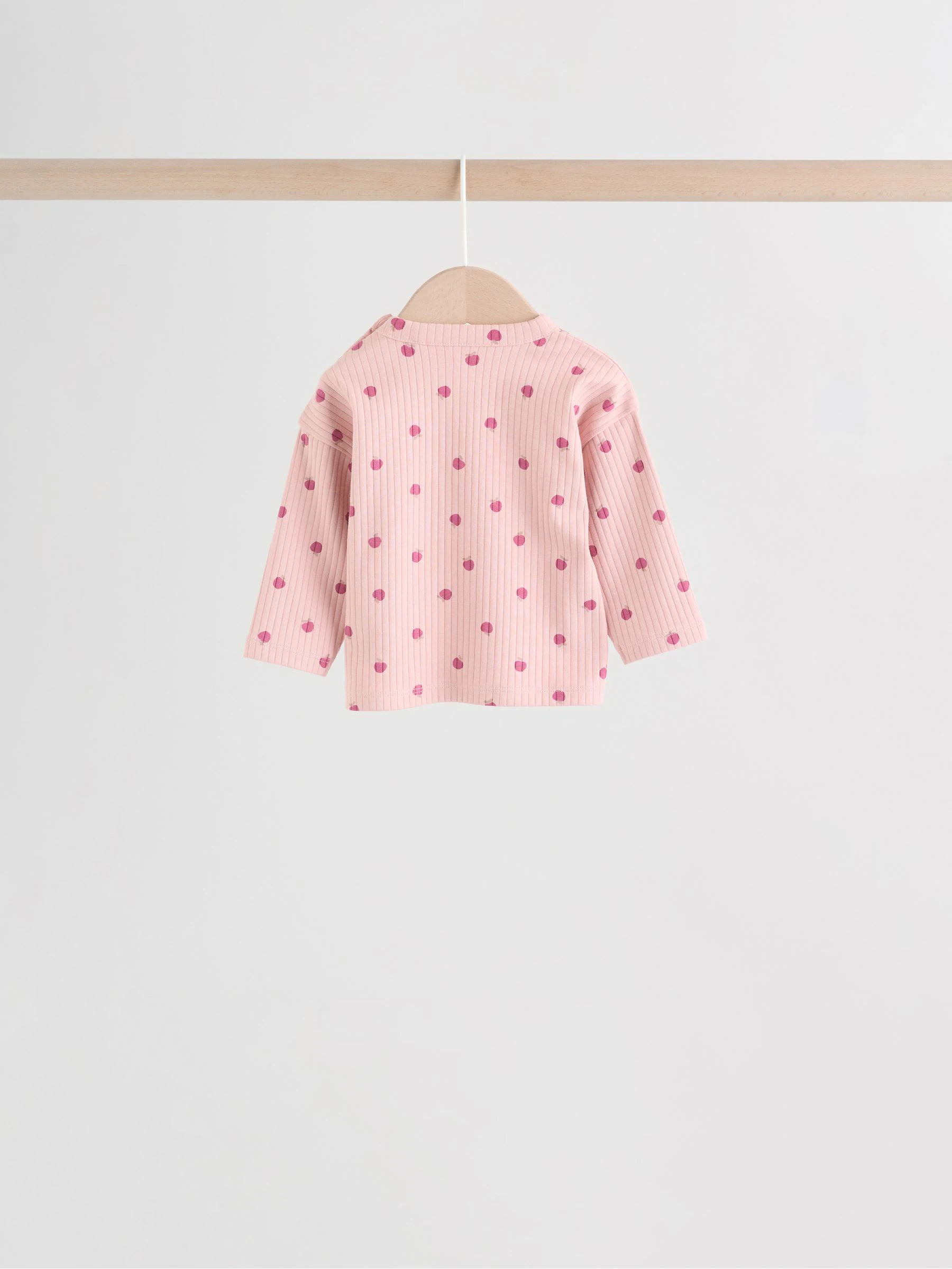 Roze/crème/bruine print - 6 -delige set van top met lange mouwen en leggings (0mnd -3jr)