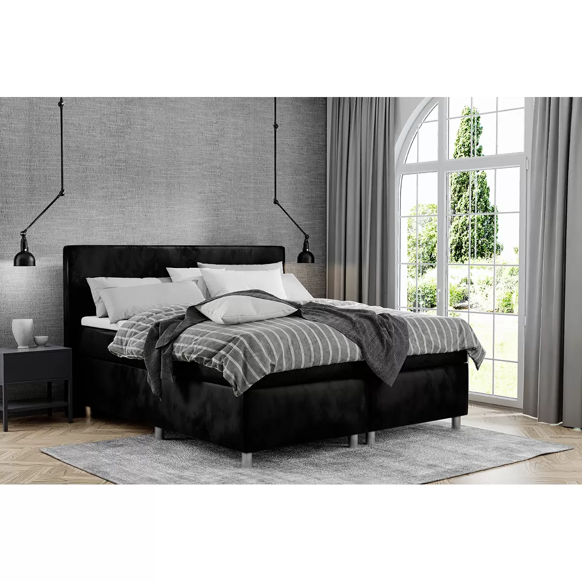 Boxspringbett Grenchen 160 x 200 Schwarz