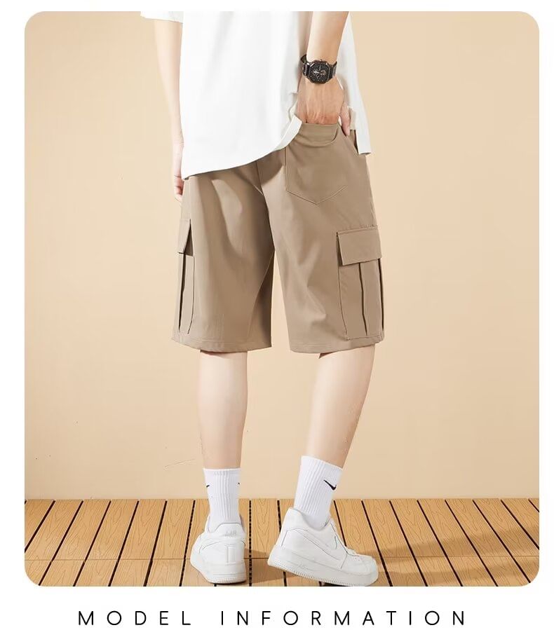Antaeus - Effen cargoshorts met trekkoordtaille