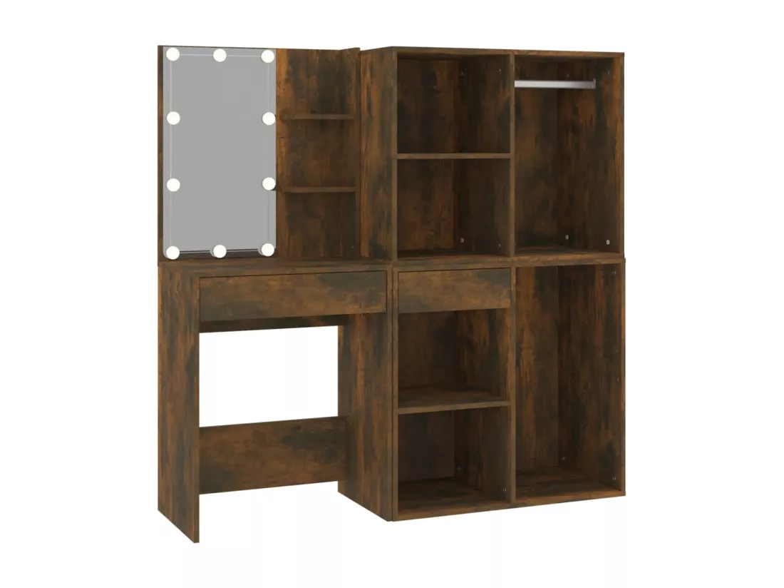 Coiffeuse à led avec bois beige 60 x 40 x 140 cm 02_0006220