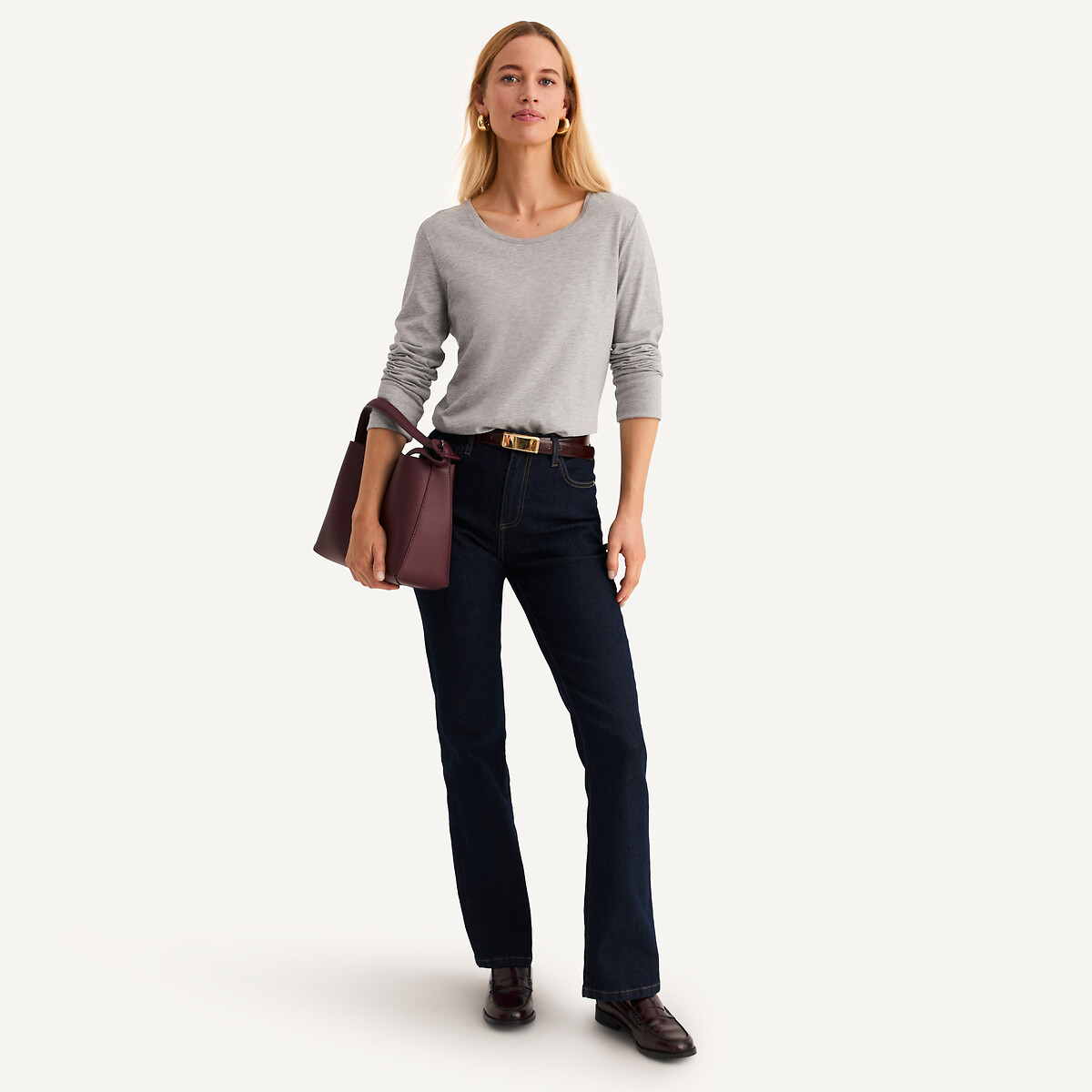ANNE WEYBURN<br>Camiseta com gola redonda e mangas compridas