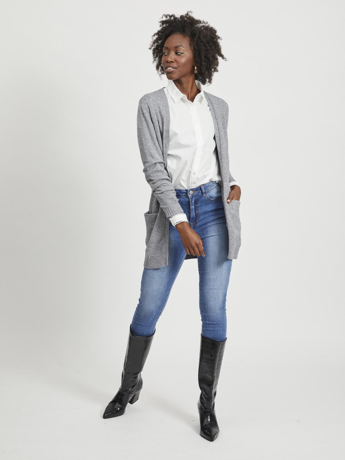 Vila  Viril open cardigan - Medium Grey Melange