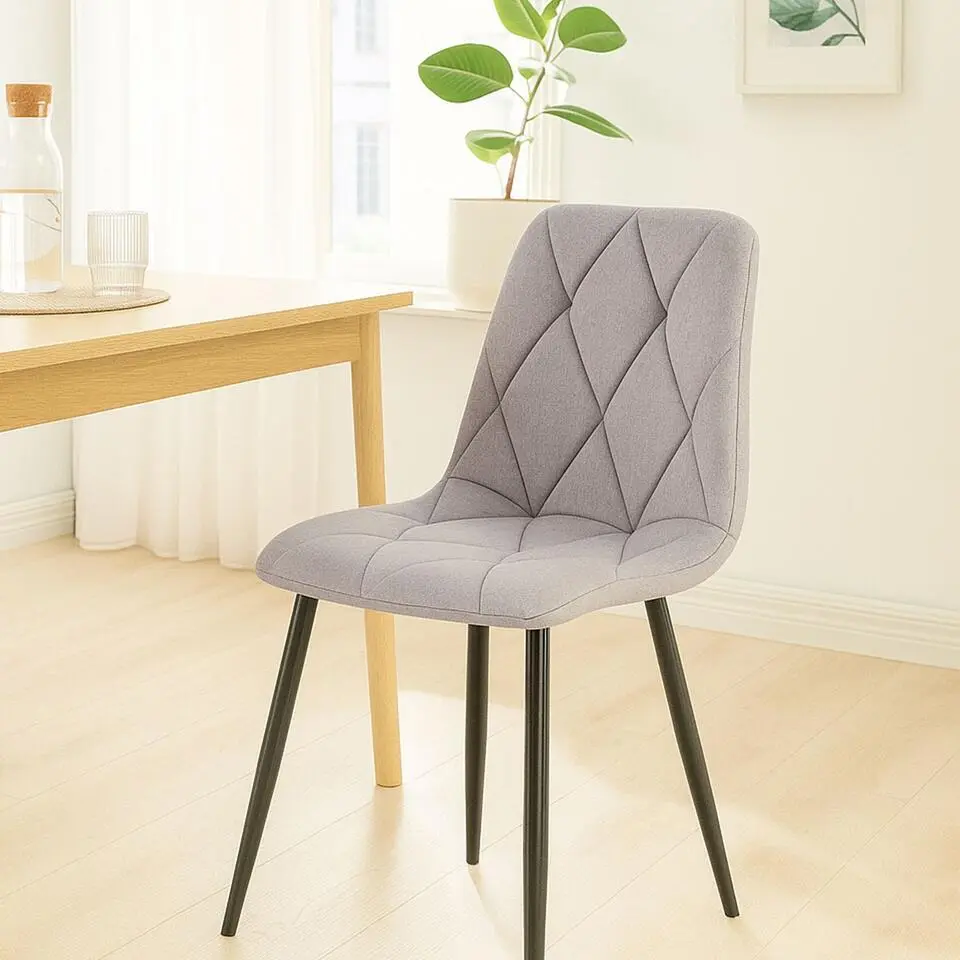 CLP Eetkamerstoel Clairton zwart Frame - Stof - licht grijs