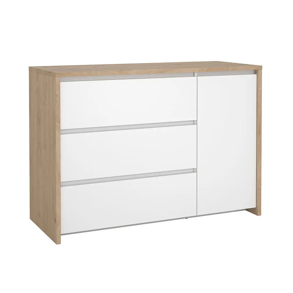 Hioshop Next kommode 1 deur 3 lades hoogglans wit
