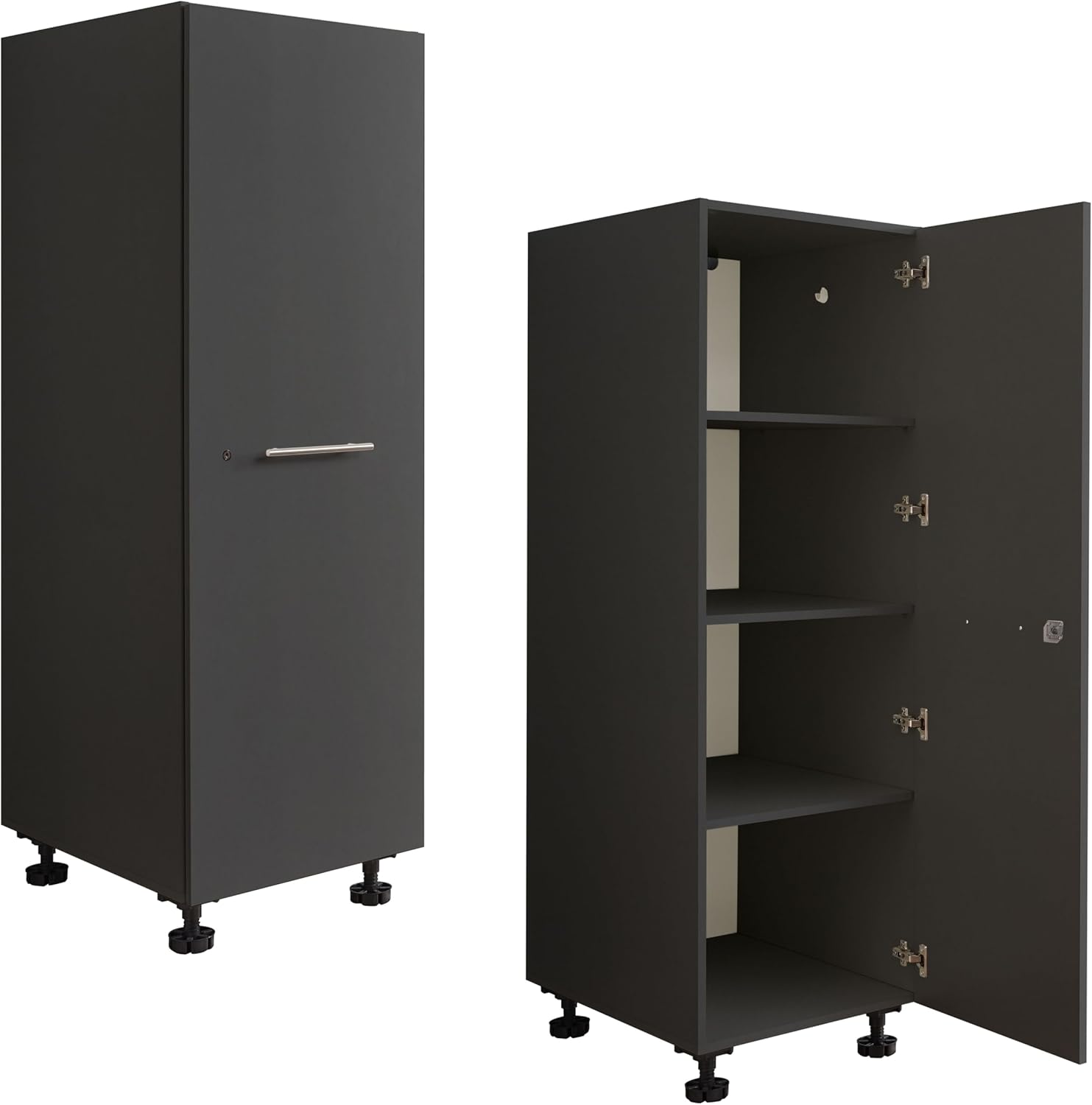 Laundreezy Mehrzweckschrank für Waschküche, Anthrazit - Vielseitiger Allzweckschrank mit viel Stauraum - 50 x 162 x 67,5 cm (B/H/T)