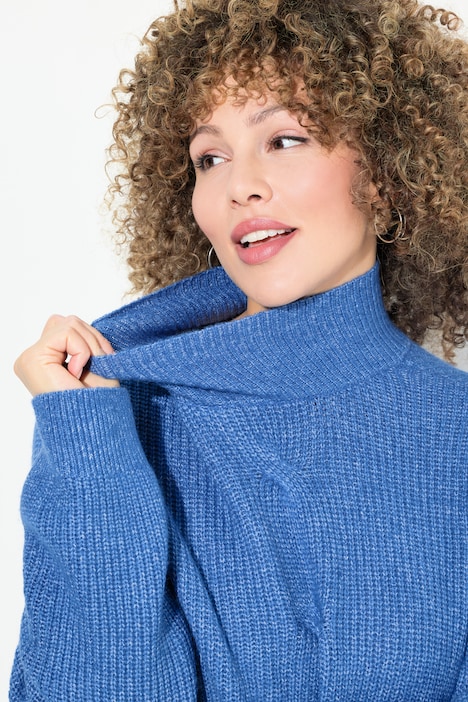Pullover, Zopfmuster, Stehkragen, Langarm