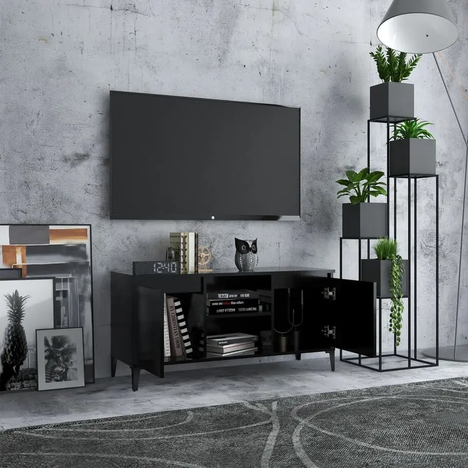 vidaXL - Tv-kast - Zwart - Bewerkt hout