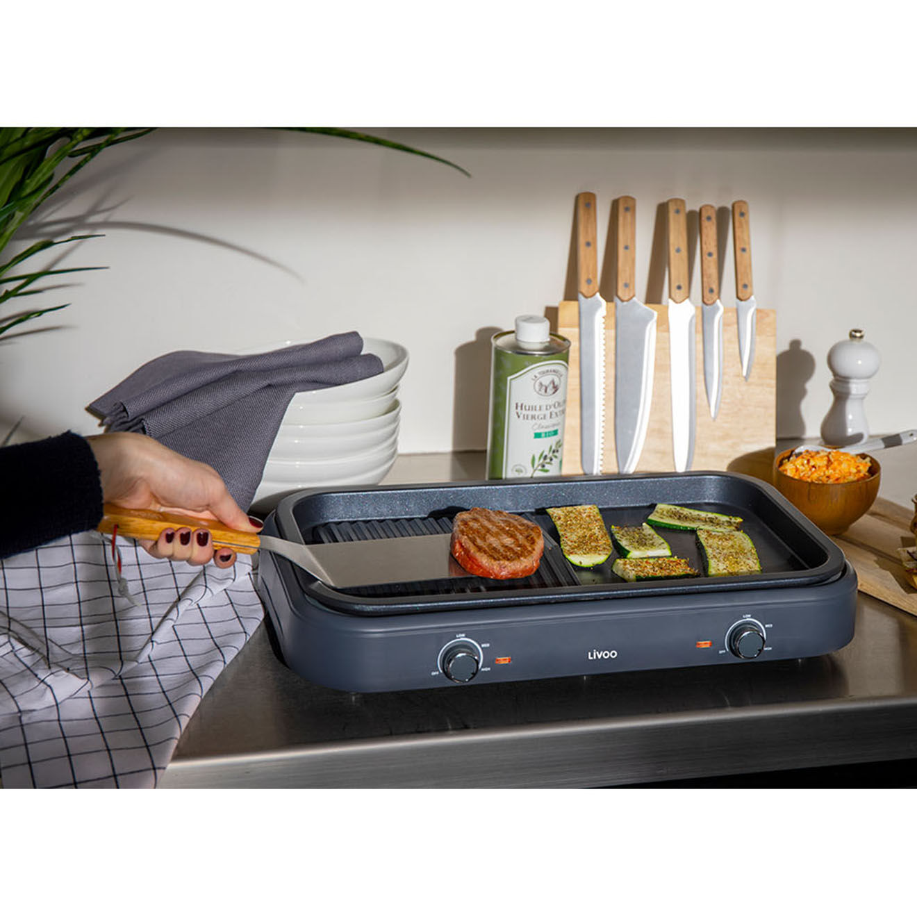 Livoo Spatule en acier inoxydable grise