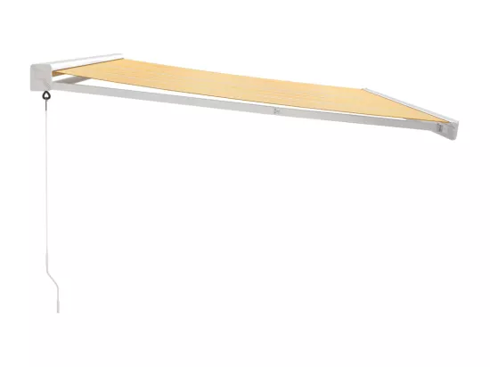 Auvent rétractable jaune et blanc 4x3 m tissu et aluminium
