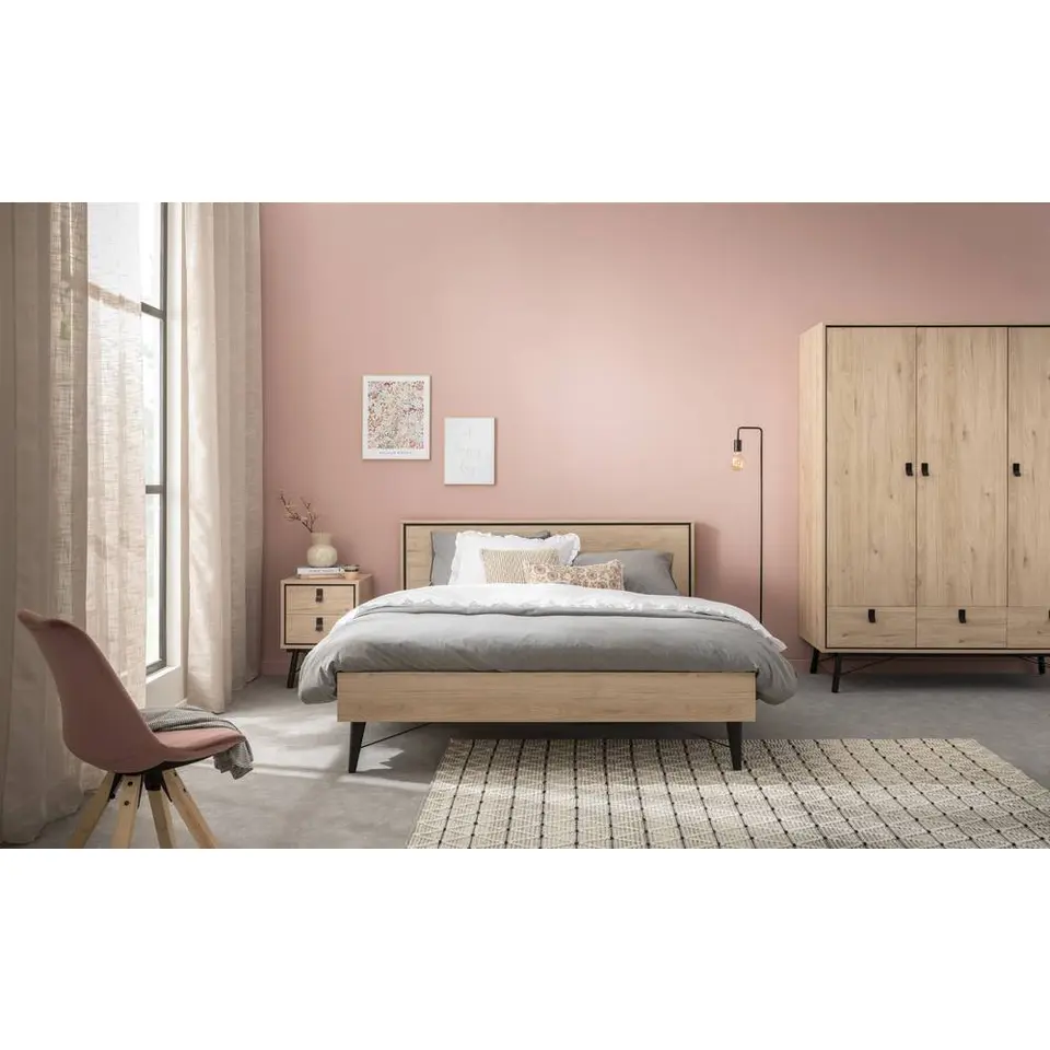 Bed Kansas - eikenkleur - 180x200 cm