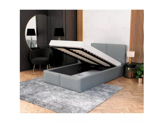 Lit coffre Tesia 120x200 - Sommier inclus Gris clair