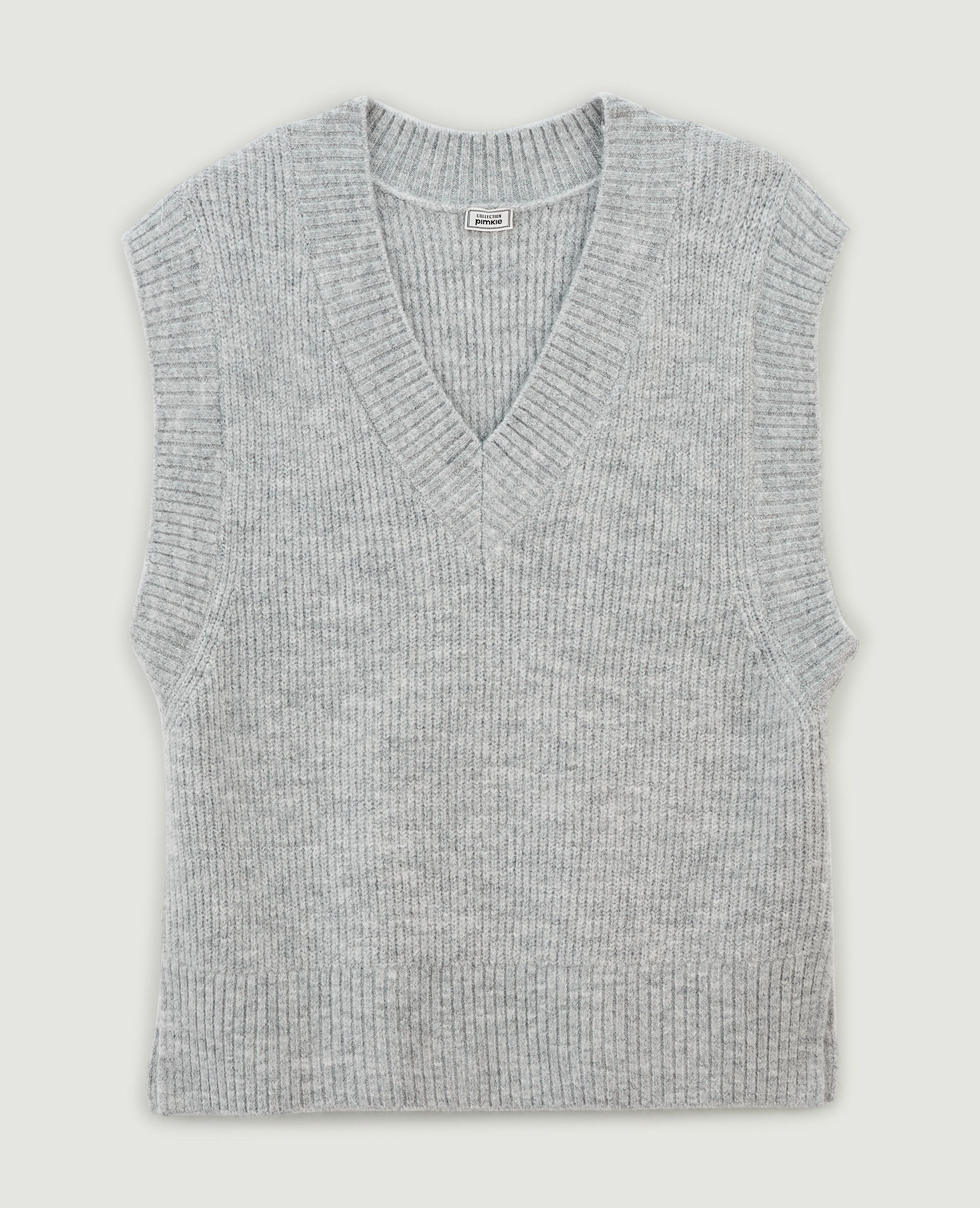 Pull sans manches oversize - Gris chiné