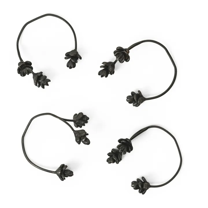Ferm Living Rond de serviette en laiton - Set de 4 | Noir
